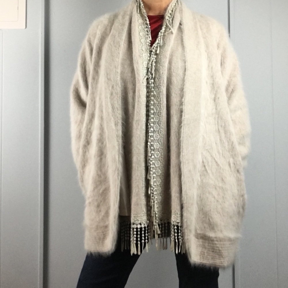 Vanesha Angora sweater jacket with scarf